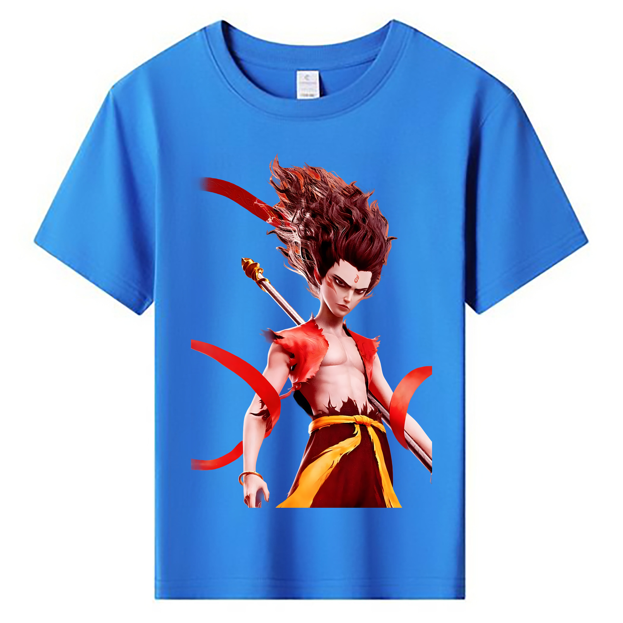 （画像用） Ne Zha 2 ナタ 魔童の大暴れ 綿100％キッズTシャツ（フロントプリント）
